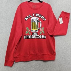 Ugly Christmas Sweater Crew‎ Neck Sweatshirt Red Men's Size L